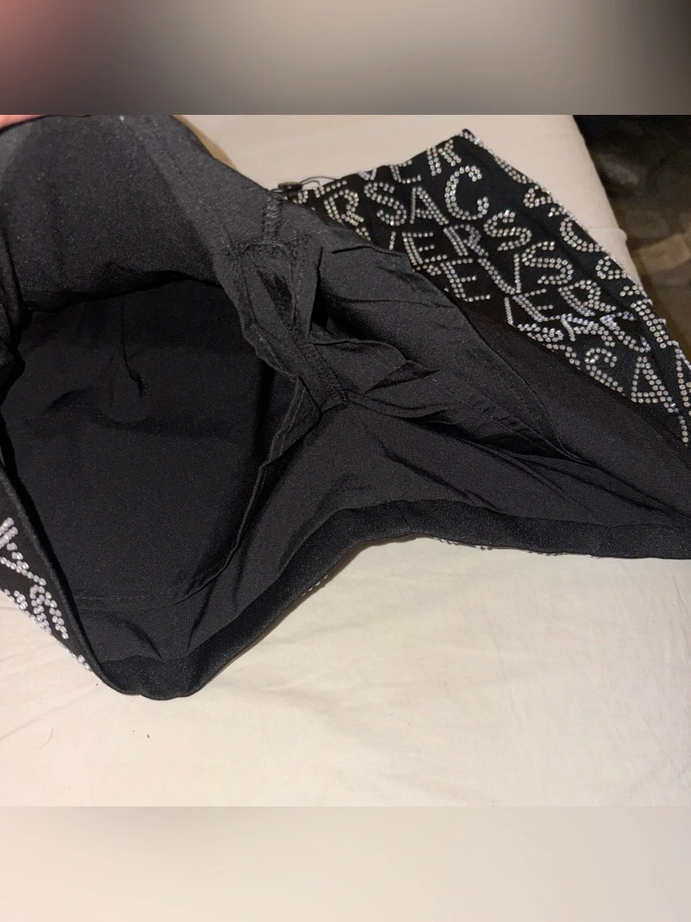 Versace Black Mini Skirt with Silver Logo crystals size S/M